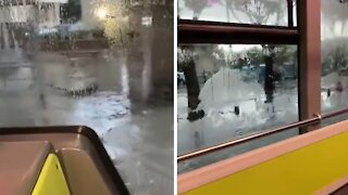 Extreme flooding in Marseille captured from inside bus