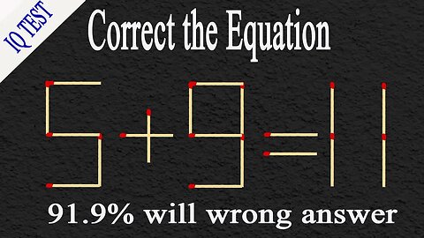 Move 1 matchstick to make the equation correct, Matchstick puzzle✔ #matches #mindtest #matchstick