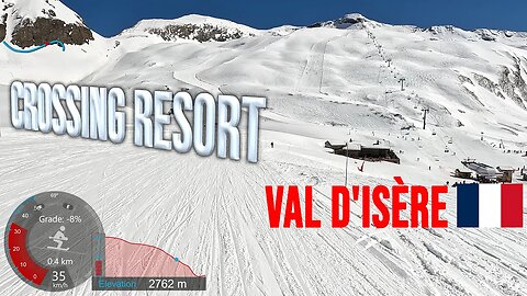 [4K] Skiing Val d'Isère, Crossing Resort - Solaise to Montet via Leissières, France, GoPro HERO11