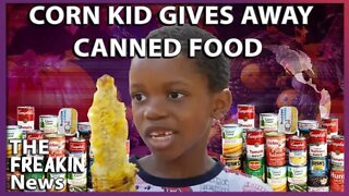 Trariq The “Corn Kid” Helps Brand Giveaway Canned Food For Thanksgiving Holiday