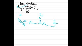 Reacting with amides under basic conditions