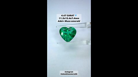 4.67 carat 11 x 12 mm heart shaped vivid dark green AAA loose Colombian emerald May gem