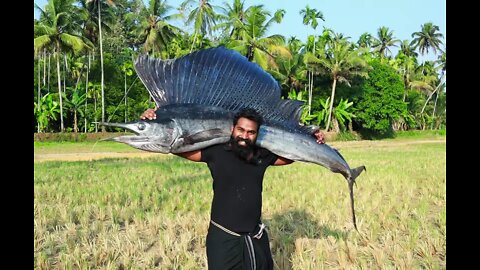 40KG BIG SAILFISH/ GIANT FISH CUTTING AND GRILLING