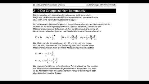 Möbiustransformationen ►Gruppentheorie ► Gruppe ist nicht-kommutativ