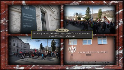 Demozug entlang beim Gericht gegen die Corona Masnahmen am 20. März 2022 in Salzburg