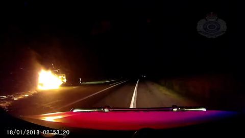 Queensland Police publish video of car driving with burning trailer