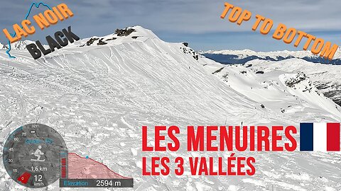 [4K] Skiing Les Menuires, Blacks Lac Noir & Rocher Noir Round Trip, Les3Vallées France, GoPro HERO11