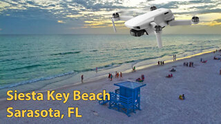 Siesta Key Beach sunset - drone video