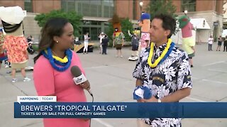 Brewers fans tailgate for tickets