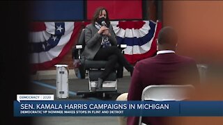 Democratic VP nominee Kamala Harris campaigning in Detroit, Flint Tuesday