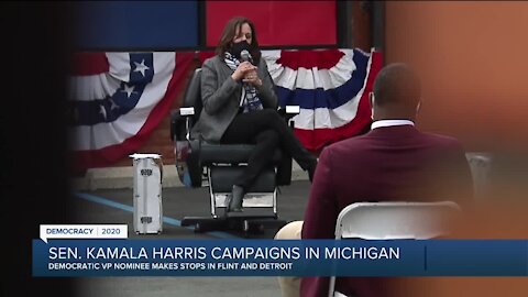 Democratic VP nominee Kamala Harris campaigning in Detroit, Flint Tuesday