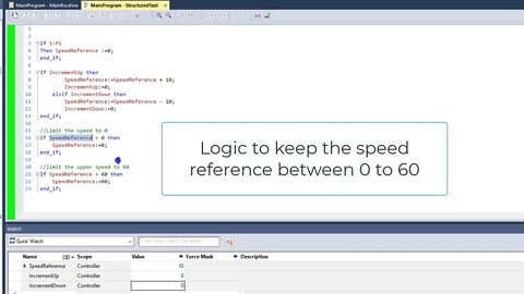 Structured Text Logic To Limit Speed Reference Using Rockwell Automation's Studio 5000