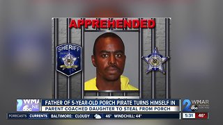 Father arrested after coaching 5-year-old porch pirate