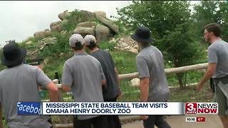 Mississippi State baseball team visits Omaha Zoo