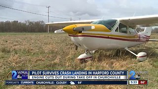 Pilot survives crash landing in Harford County