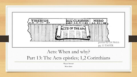 Acts - When and Why? - Part 13