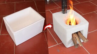 How to cast a smokeless cement stove with a foam box at home is very easy