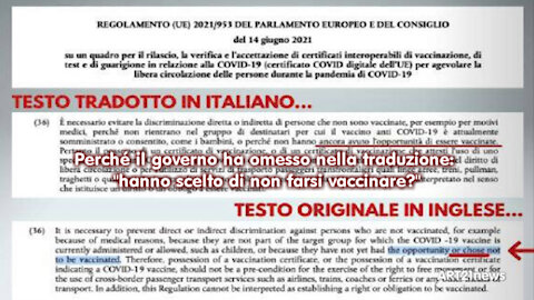 Perché il governo ha omesso nella traduzione: "hanno scelto di non farsi vaccinare?"