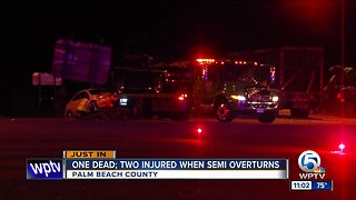1 dead, 2 others hurt after crash involving semi