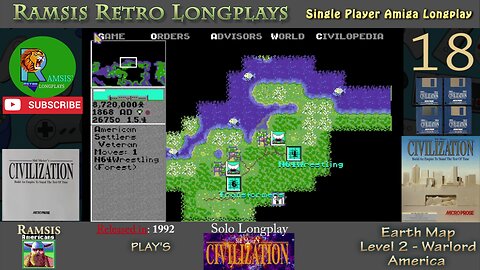 Sid Meier's Civilization | 1992 | Amiga | Warlord | EARTH | America - Episode #18 | Longplay