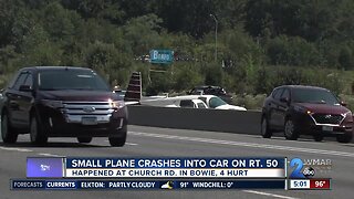 Small plane crashes into vehicle on US Rt. 50 near Bowie