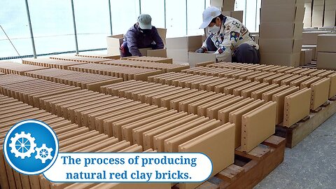 The process of producing natural red clay bricks.