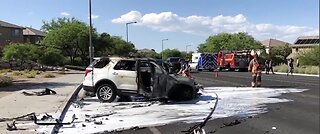 LVFR: Person pulled from SUV after fiery crash in Summerlin area