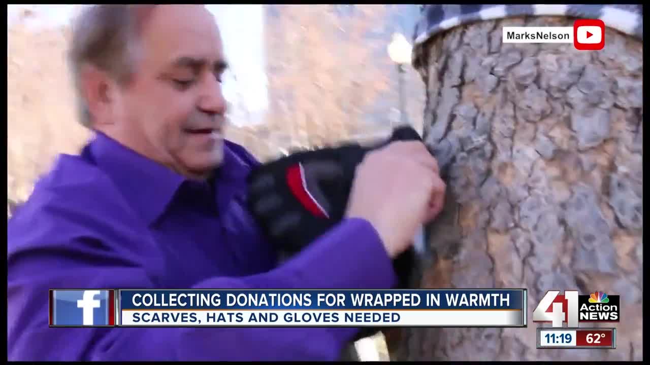 Collecting donation for wrapped in warmth