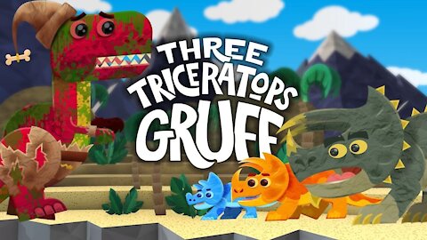 3 Billy Goats Gruff - Dinosaur's Story - Three Triceratops Gruff - T-Rex Fairytale
