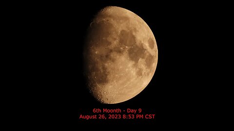 Waxing Gibbous Moon Phase - August 26, 2023 8:53 PM CST (6th Moon Day 9)