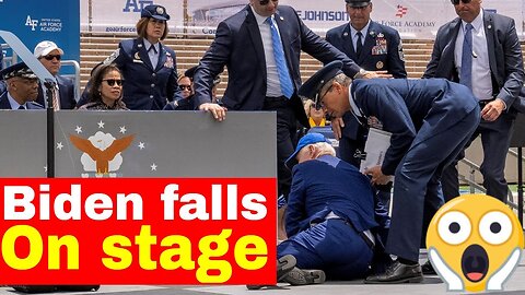 US President Joe Biden falls on stage while giving out diplomas at U.S. Air Force Academy graduation