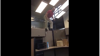 Office cubicle walk goes terribly wrong