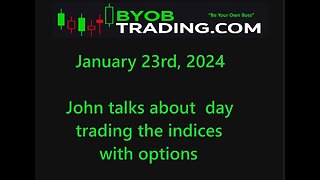 January 23rd, 2024 BYOB John talks about Day Trading Index Options. For educational purposes only.