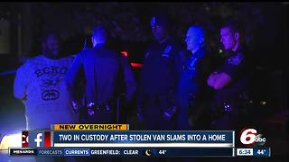 2 detained after stolen van crashes into Indianapolis house