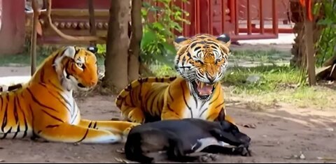 Troll Prank Dog Funny & Fake Lion And Fake Tiger Prank To Dog