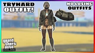 All Black Duffel Bag Glitch Female Tryhard Modded Outfit (GTA Online)