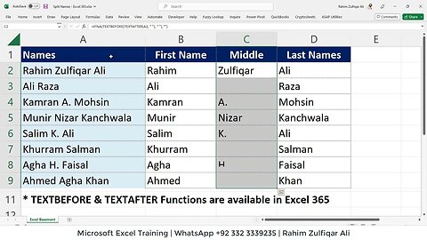 Extract First, Middle & Last Names from a list of Names in Microsoft Excel