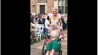 Grandma is flower girl for bride's wedding