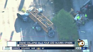 New video shows crane fall off Seattle building, land on cars