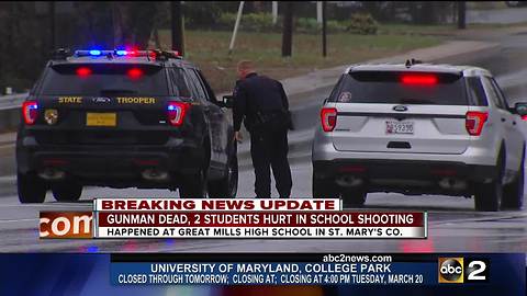 Gunman dead, 2 students injured in Maryland school shooting