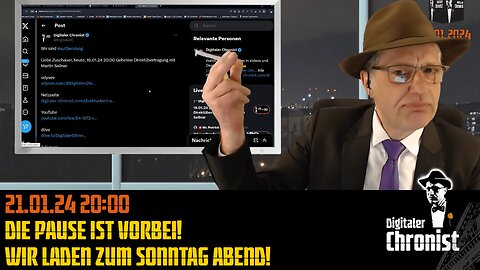 Aufzeichnung vom 21.01.24 20:00 Die Pause ist vorbei! Wir laden zum Sonntag Abend!