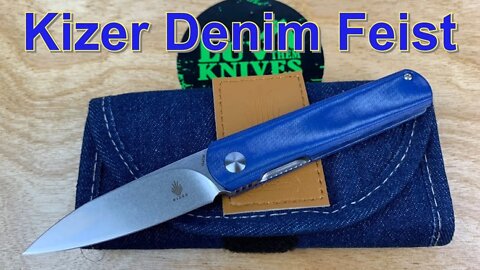 Kizer Feist Denim/ includes disassembly/ way cool denim blue micarta and denim pouch !