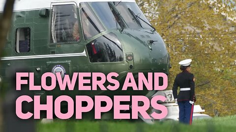 Flowers and Helicopters as Biden heads out for his Easter Holiday