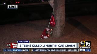 Memorial set up at scene of deadly crash involving teenagers in Phoenix