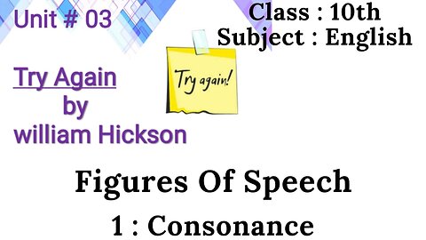 Try Again poem || W E Hickson Poetey || Figures of speech || Consonance