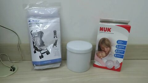 Mosquiteiro para Carrinho Kababy, Concha Para Amamentação NUK, e Pote Porcelana Pequeno