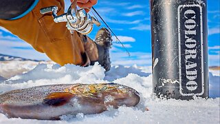 Catching Rainbow Trout - (my first time ice fishing) - Ice Fishing Colorado