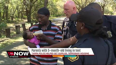 Tampa Police help 5-month-old and her parents living in tent in Tampa park
