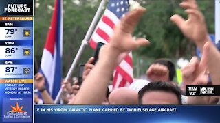 Hundreds of Cuban protesters take to Tampa streets to show their support for protesters in Cuba