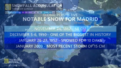 Madrid, Spain hit with largest snowfall in decades from Storm Filomena